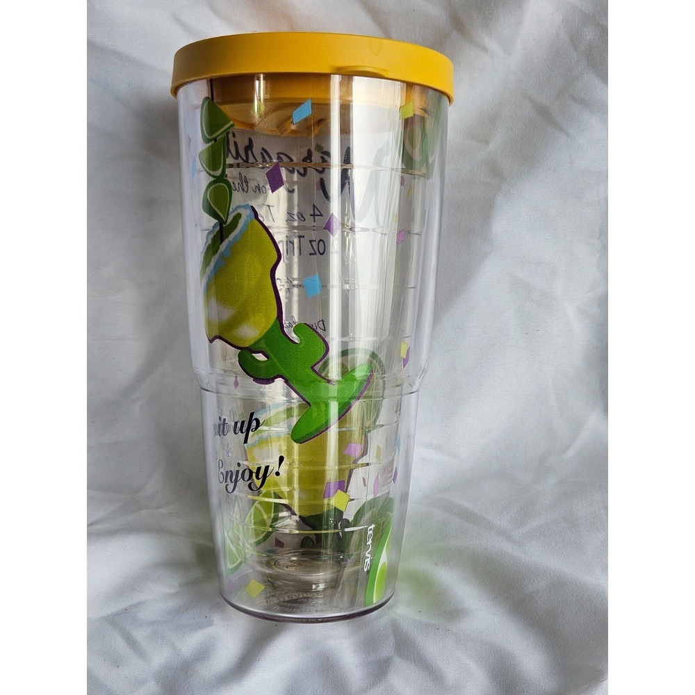 Tervis Tumbler 24 Oz Margarita Recipe Lime Graphics & Yellow Lid - Picture 3 of 8